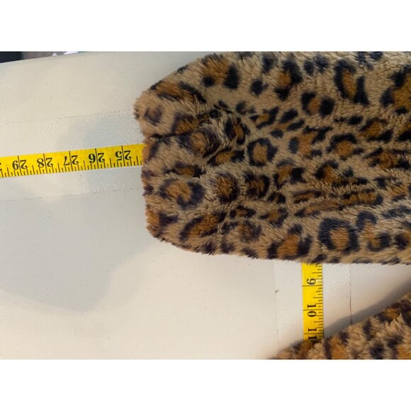 Lucky Brand Faux Fur Leopard Print Jacket w/ Hood XS - Picture 13 of 13